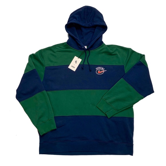 supreme nike stripe hooded sweatshirt